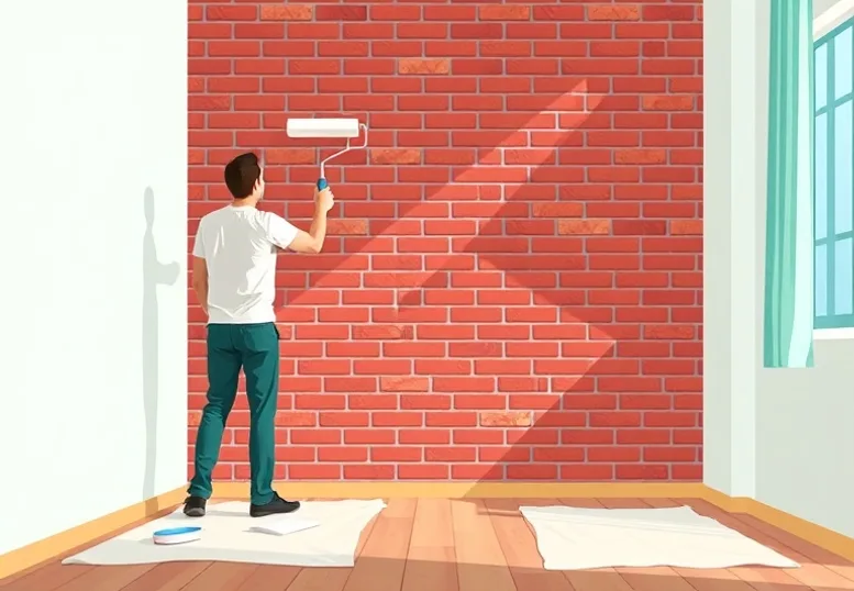 Peintre appliquant la peinture au rouleau sur un mur de salon